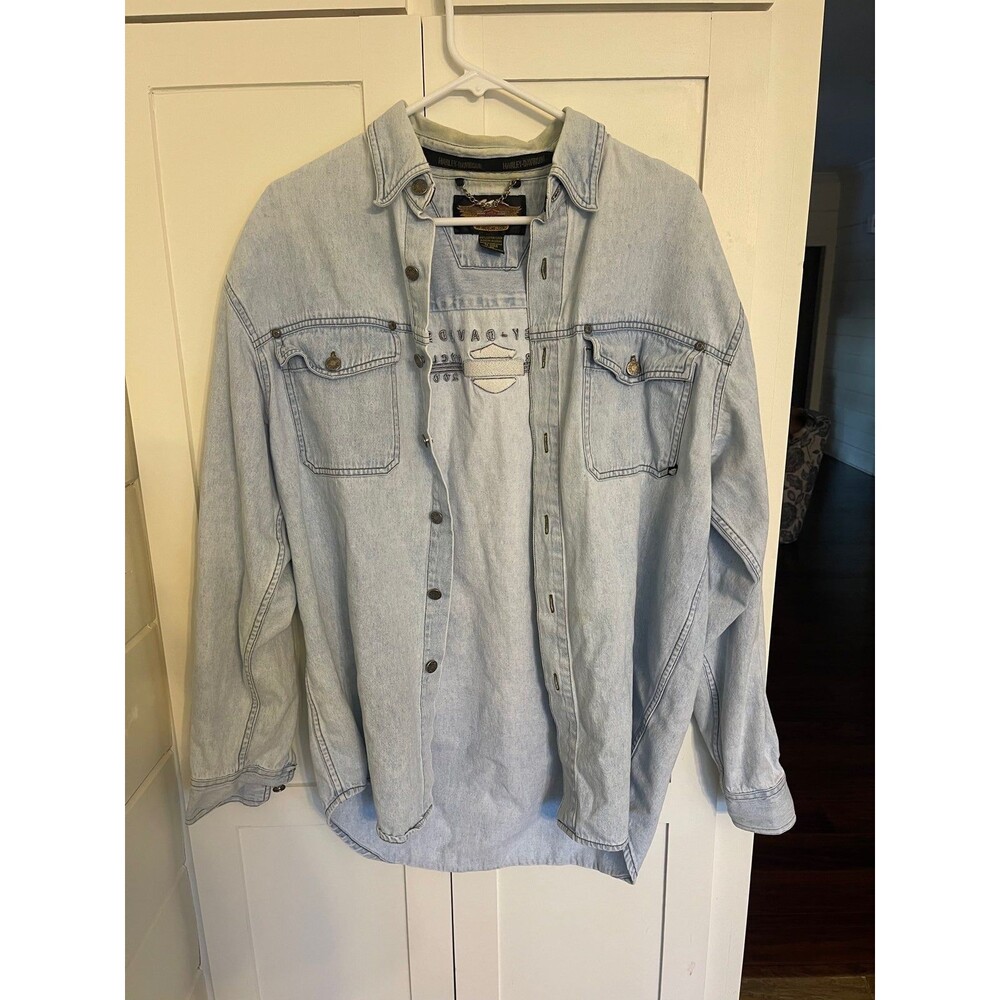 100th anniversary Harley-Davidson blue Jean jacket medium ALWAYS OPEN TO OFFERS